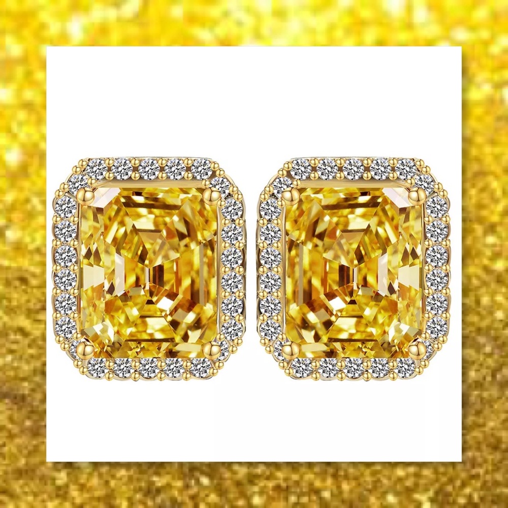 JUST IN🆕 Citrine & White Topaz 925 Silver Earring - Picture 2 of 2